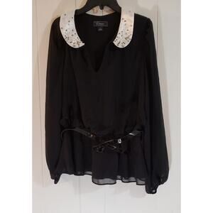 Dressbarn collection size 8 classic black long sleeve blouse